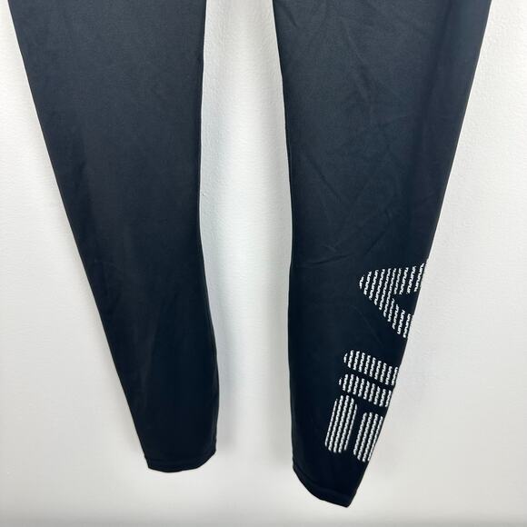 Fila Womens Halina 7/8 Spellout Performance Mid Rise Active Black Leggings XS - Picture 5 of 10